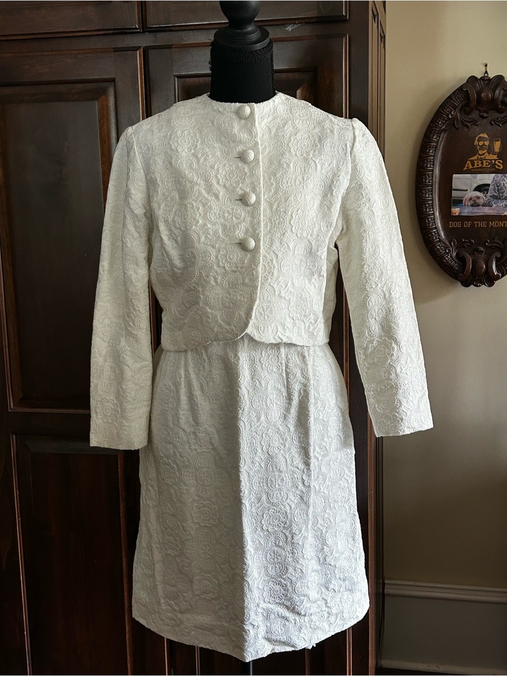 1960’s Union Made White Brocade Two-Piece Bridal Skirt Set Sz 0